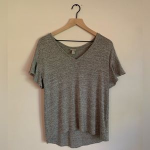 Gray Short Sleeve Tee with Flared Sleeves